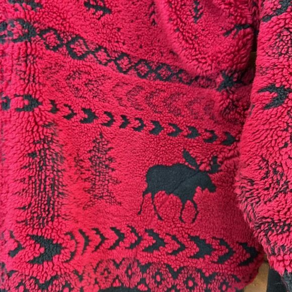 Black Mountain Red Black Fleece Jacket Moose Design Women XL Acrylic Polyester - Picture 4 of 4
